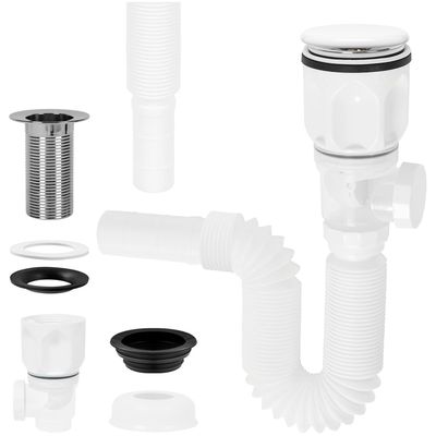 Imagen 2 del producto Desagüe universal con tubo sifón fexible para lavamanos WY020 Blanco