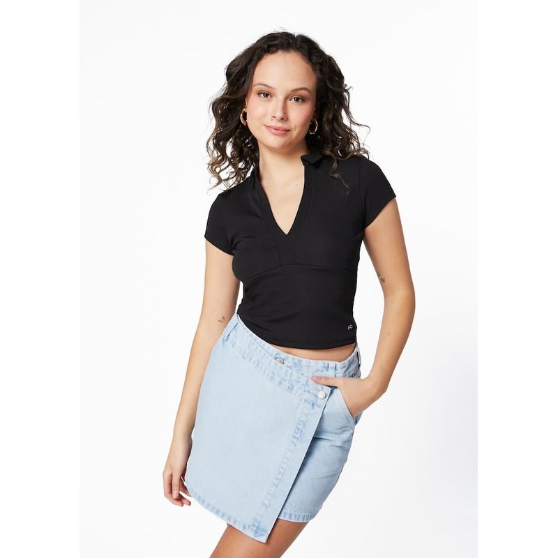 EFESIS - POLERA DYLAN REGULAR CUELLO POLO ESCOTE V - Negro
