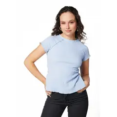 EFESIS - POLERA ZELDA REGULAR RULET Y TAJALI - Celeste