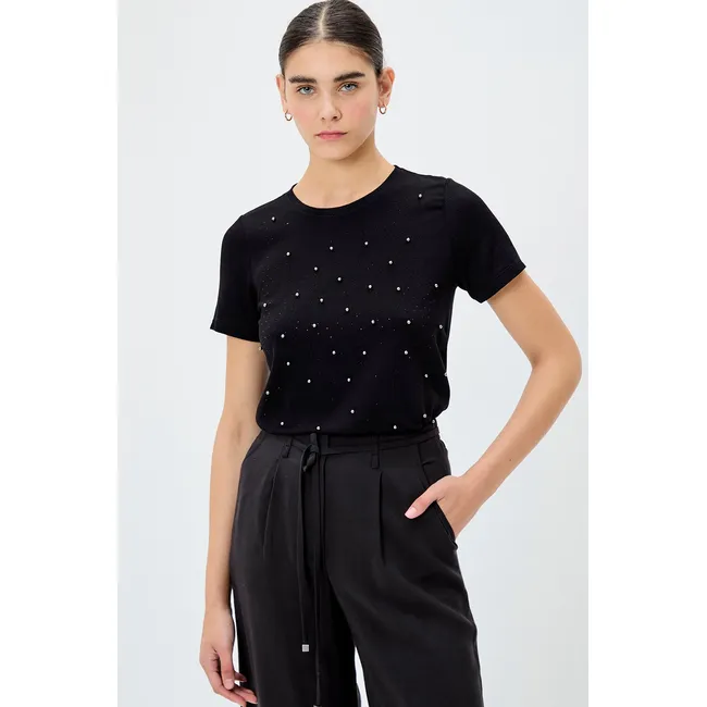 IO - Polera Manga Corta Negro Mujer Io