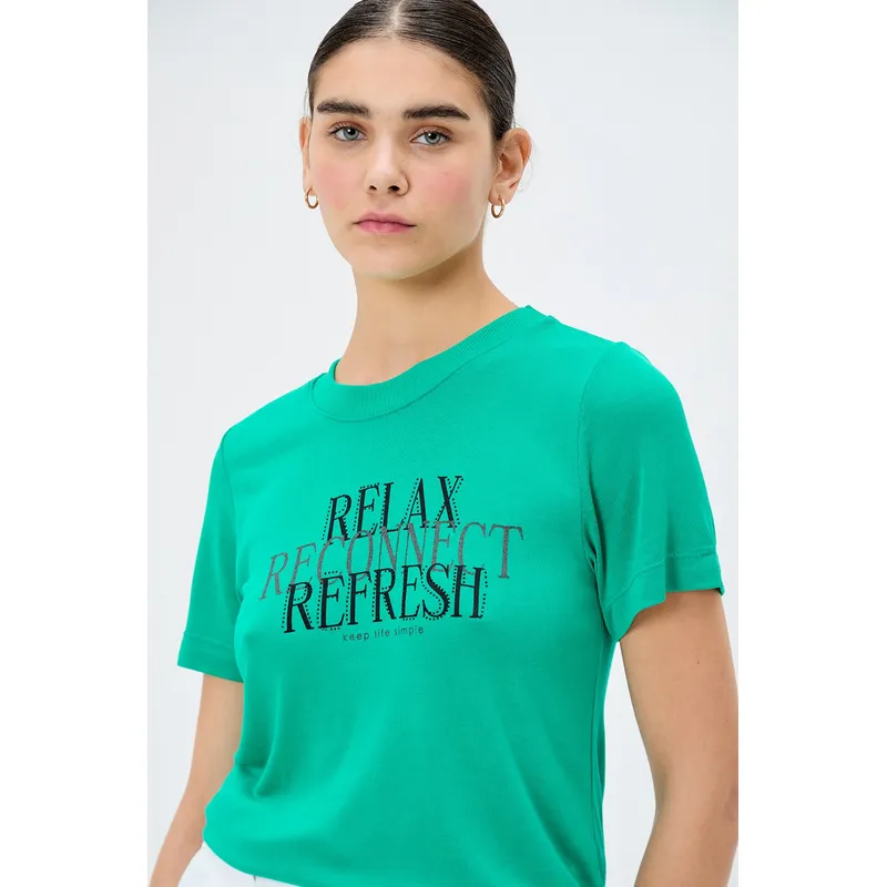 IO - Polera Manga Corta Verde Musgo Mujer Io