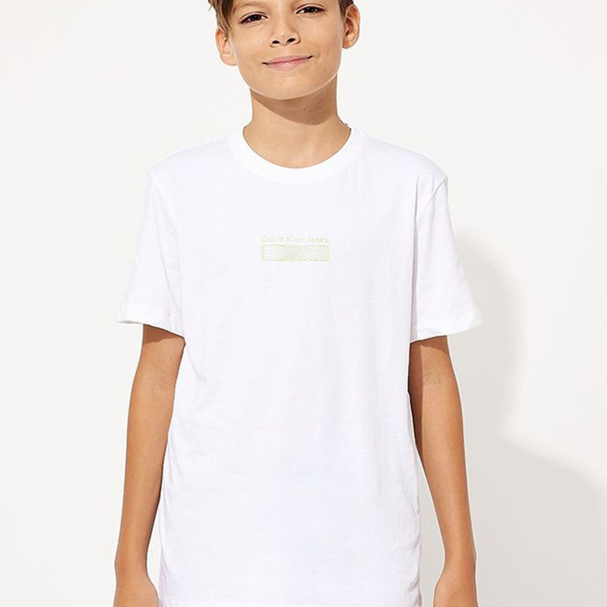 CALVIN KLEIN - Polera Niño Jersey Wave Blanco Calvin Klein