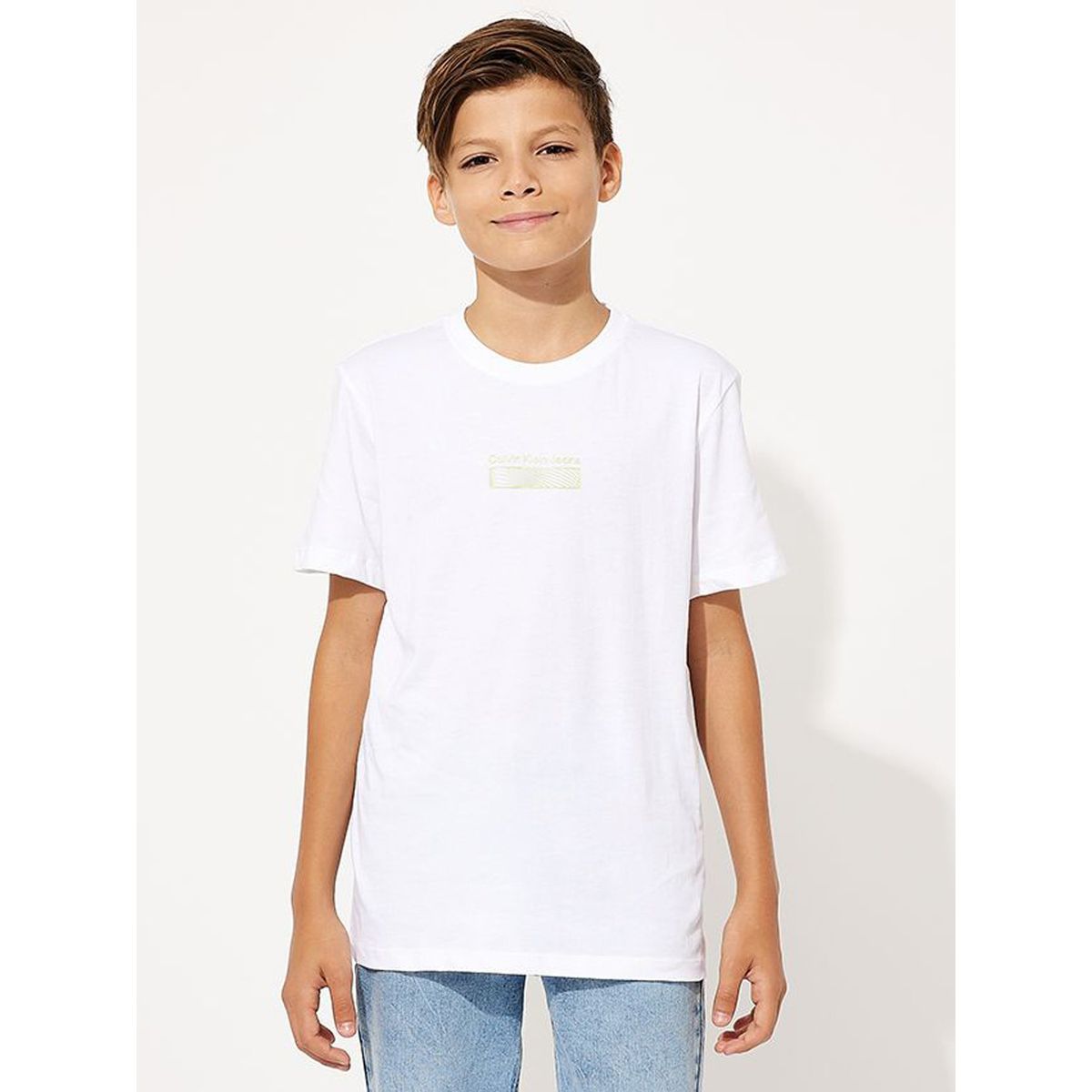 CALVIN KLEIN - Polera Niño Jersey Wave Blanco Calvin Klein