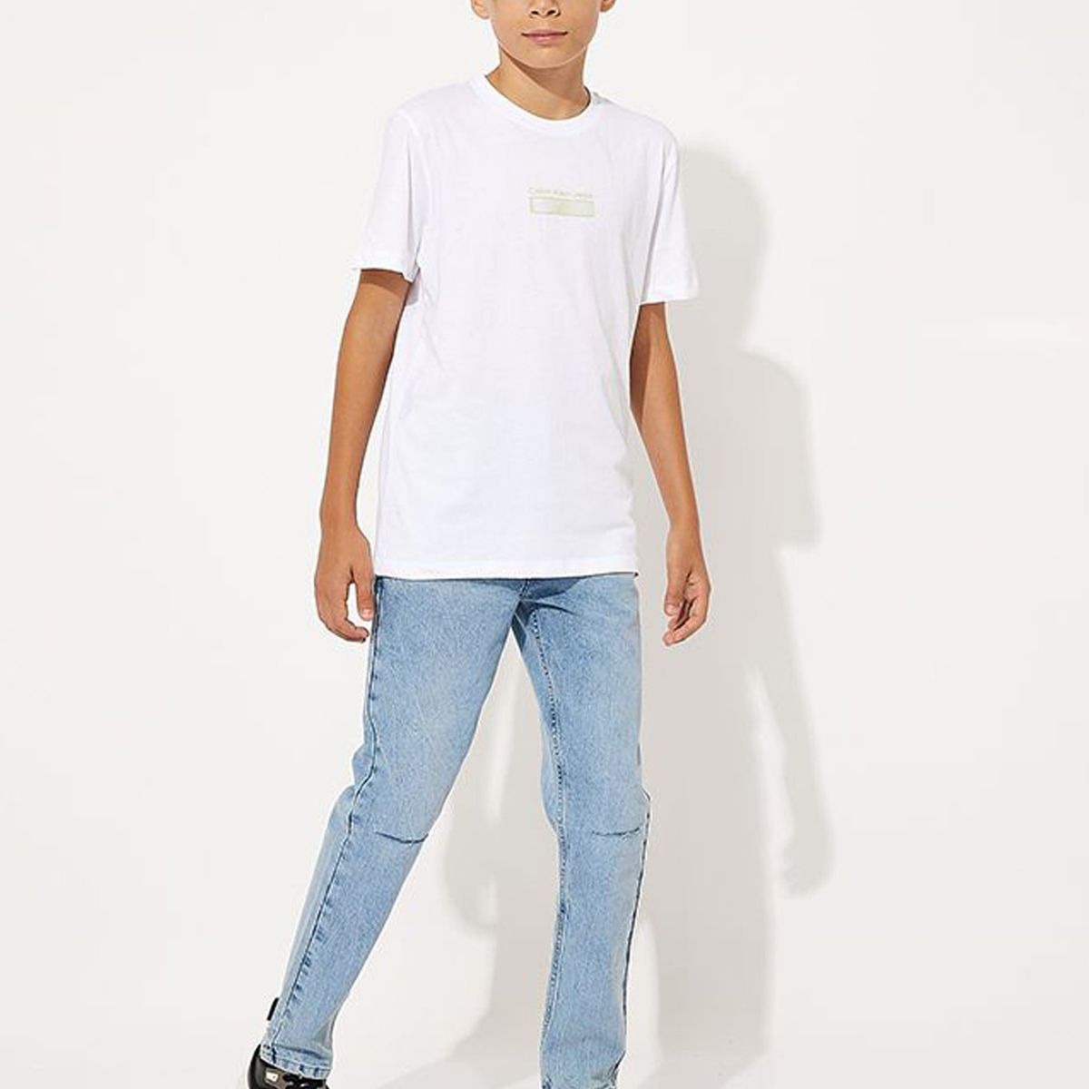 CALVIN KLEIN - Polera Niño Jersey Wave Blanco Calvin Klein