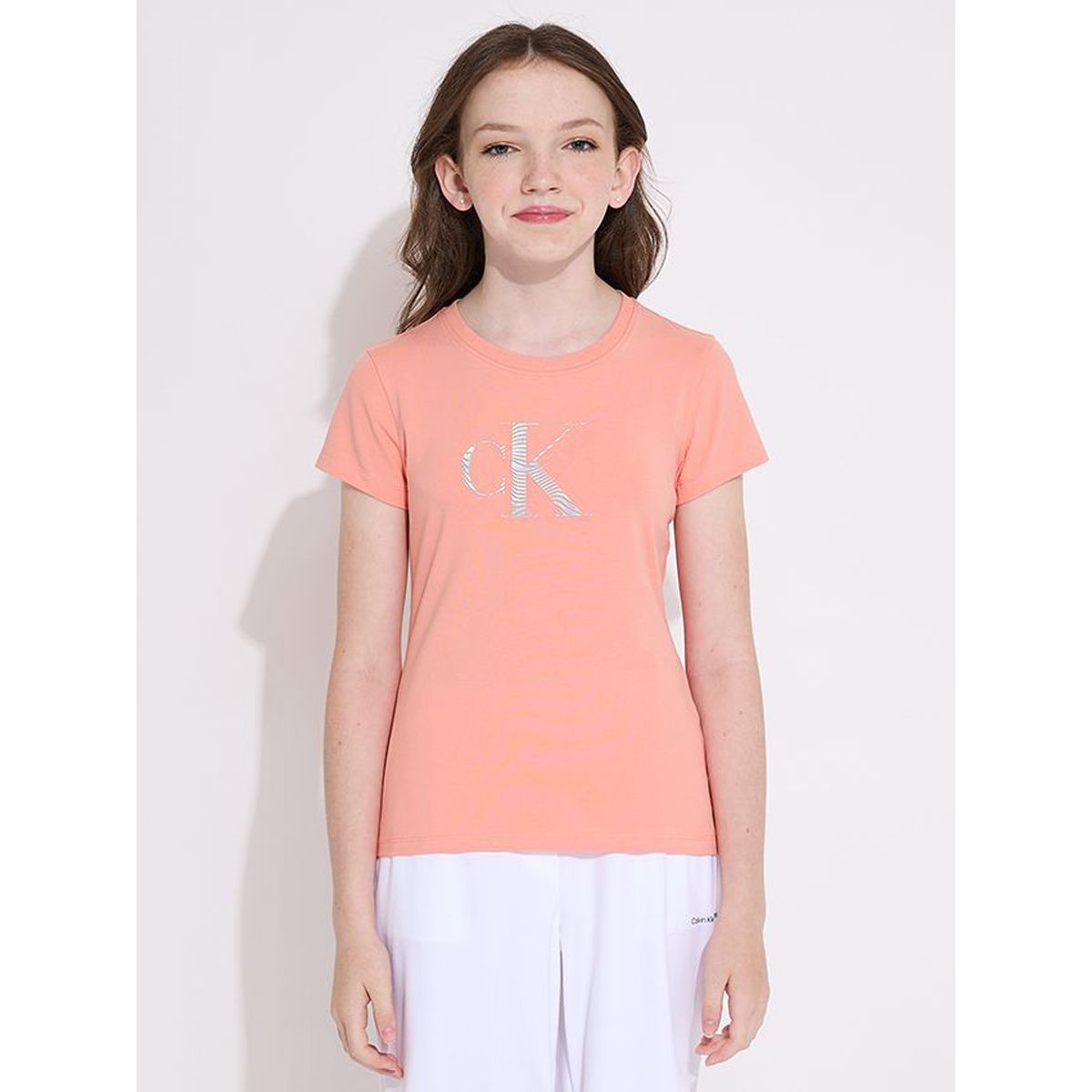 CALVIN KLEIN - Polera Niña Iridescent Ck Slim Rosado Calvin Klein