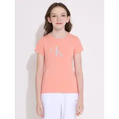 CALVIN KLEIN - Polera Niña Iridescent Ck Slim Rosado