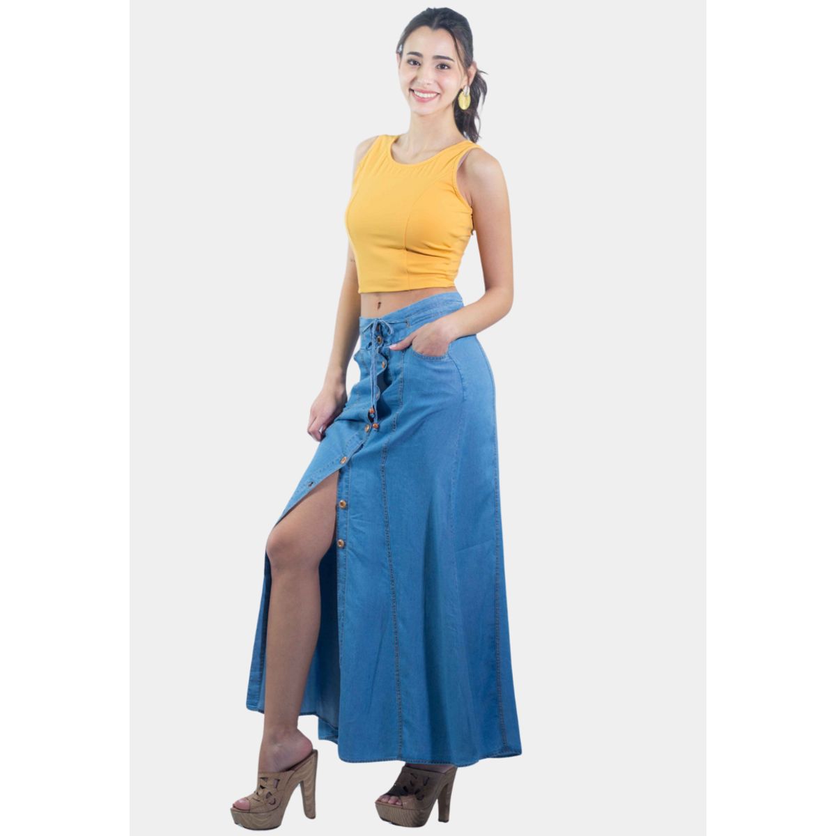 TENTATION - Falda Larga Abotonada Tentation