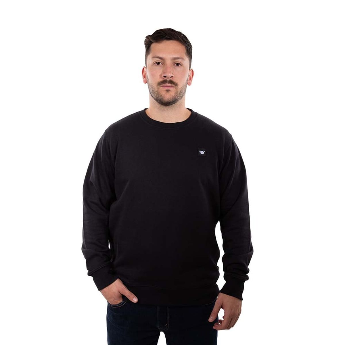 HANG LOOSE - Poleron Hombre Crew Neck Minilogo Negro Hang Loose