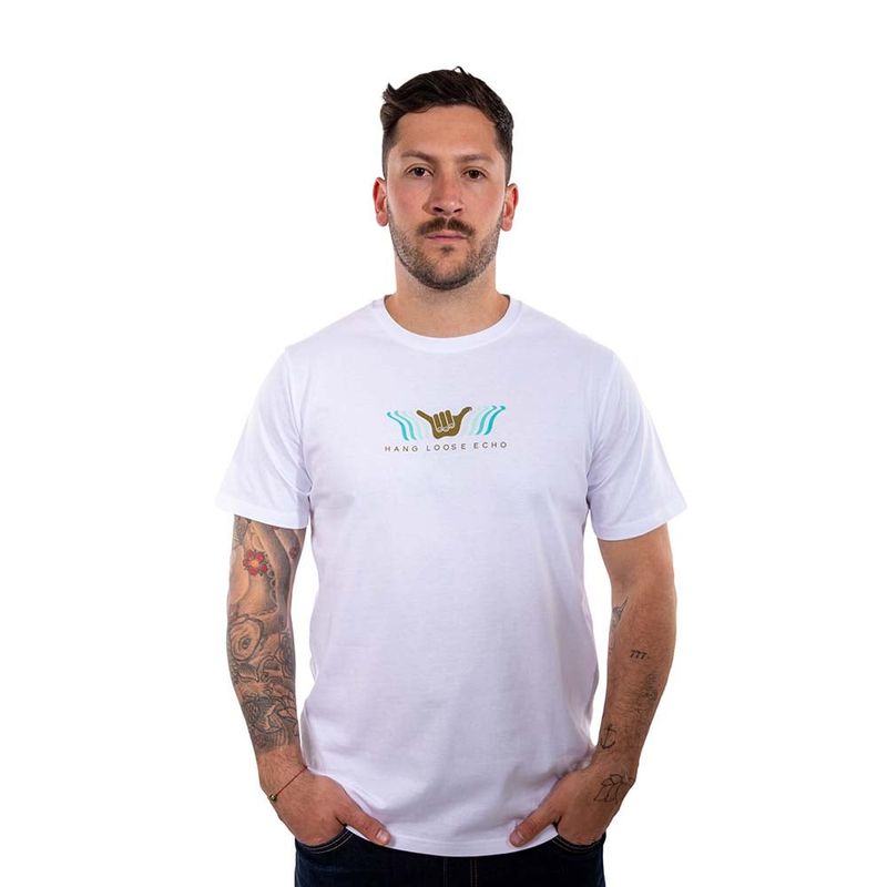HANG LOOSE - Polera Manga Corta Hombre Echo Blanco Hang Loose