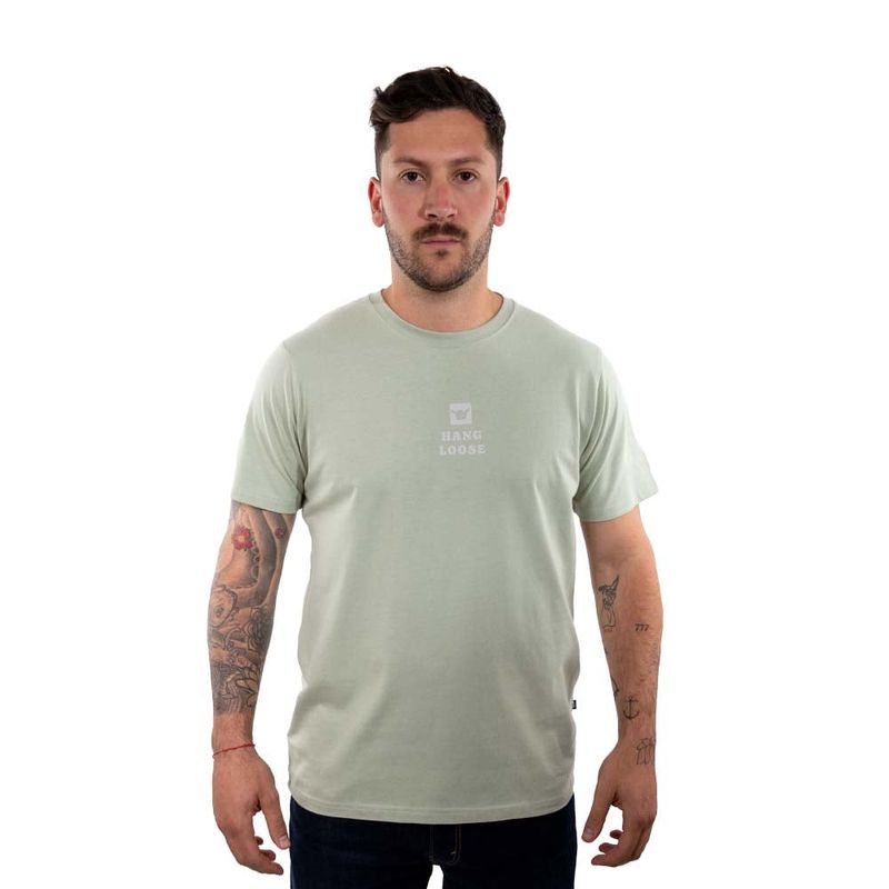 HANG LOOSE - Polera Manga Corta Hombre Midlogo Verde Agua Hang Loose