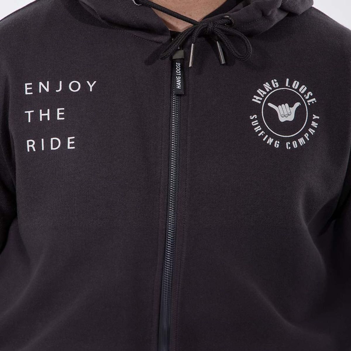 HANG LOOSE - Poleron Hombre Full Zipper Dublog Gris Oscuro Hang Loose