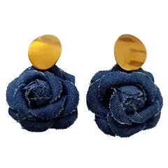 CATHALIFAUDJOYAS - Aros flor mezclilla mediana