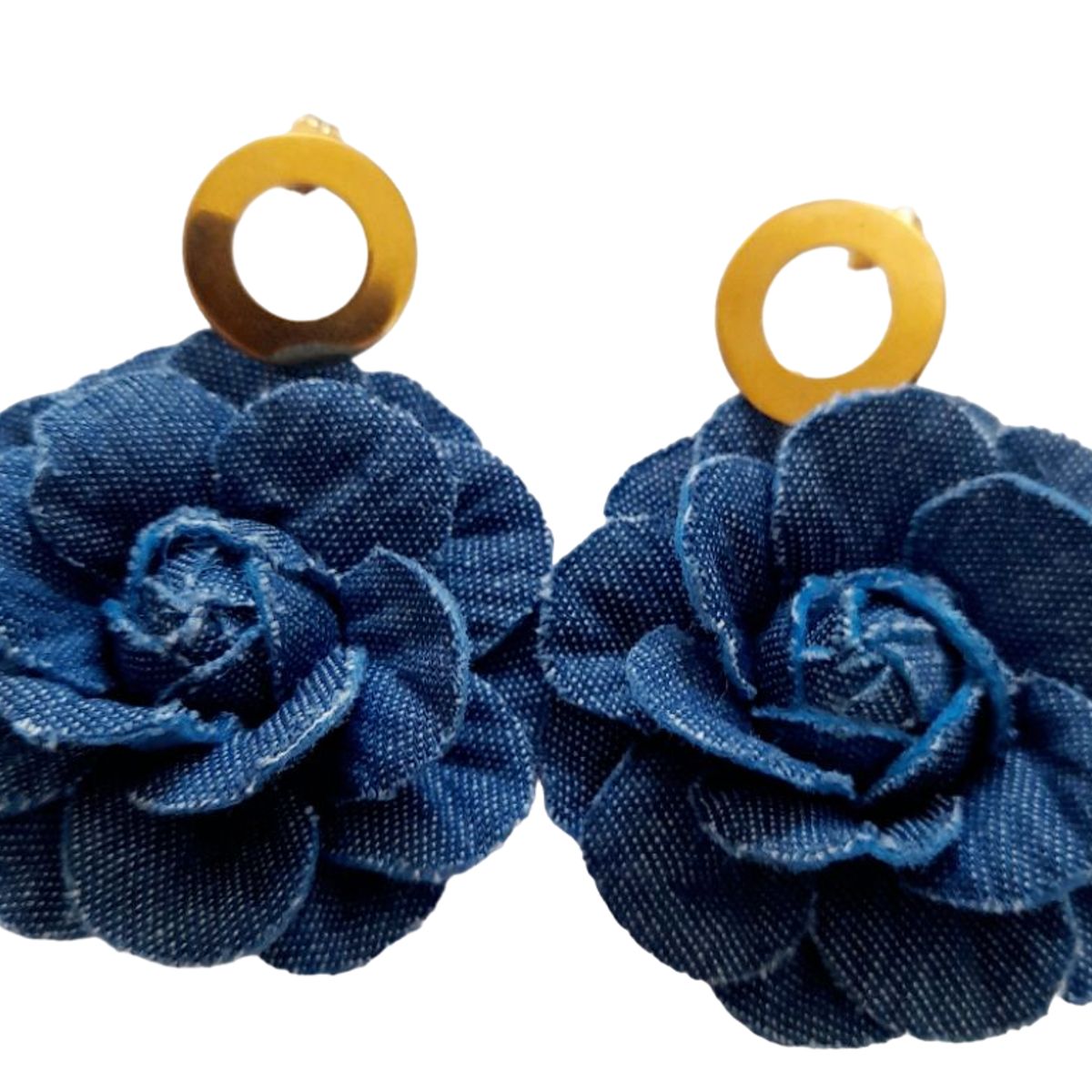 CATHALIFAUDJOYAS - Aros flor mezclilla mediana CathalifaudJoyas