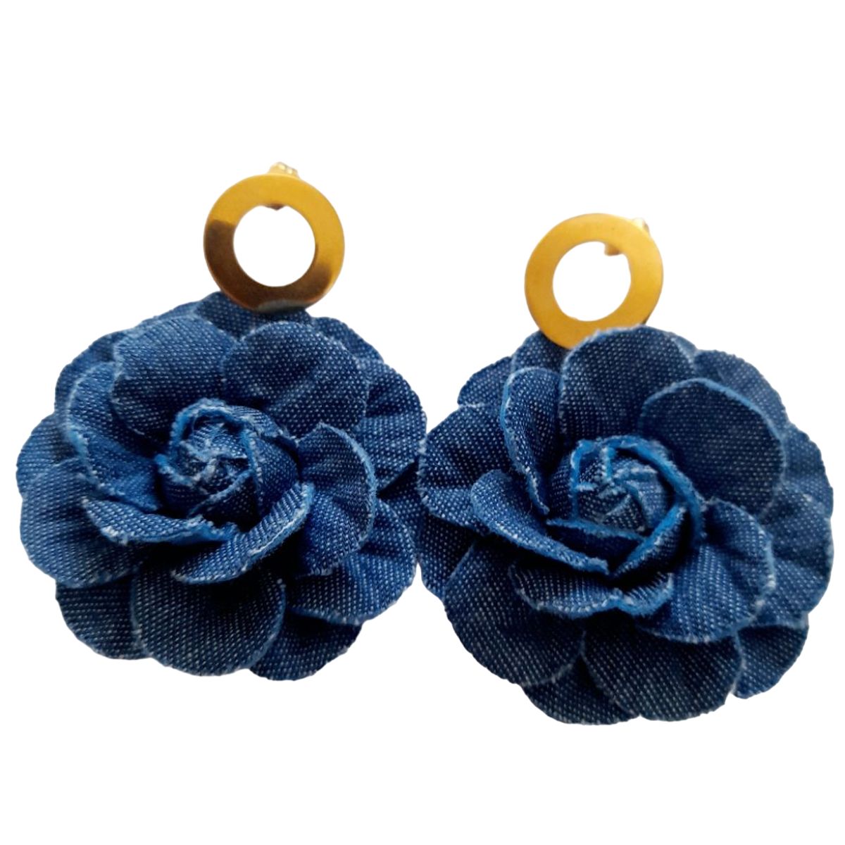CATHALIFAUDJOYAS - Aros flor mezclilla mediana CathalifaudJoyas