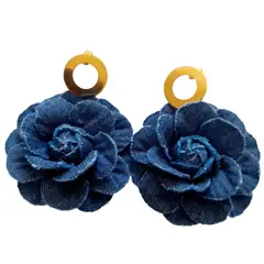 CATHALIFAUDJOYAS - Aros flor mezclilla mediana