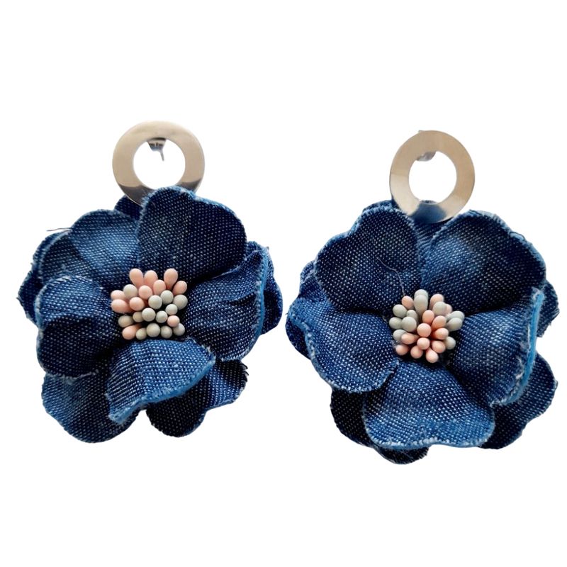 CATHALIFAUDJOYAS - Aros flor mezclilla mediana CathalifaudJoyas