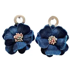 CATHALIFAUDJOYAS - Aros flor mezclilla mediana