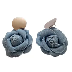 CATHALIFAUDJOYAS - Aros flor mezclilla mediana