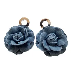 CATHALIFAUDJOYAS - Aros flor mezclilla mediana CathalifaudJoyas.-
