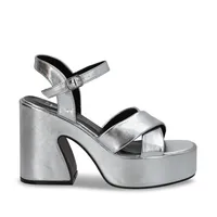 Sandalia Mujer Plateada Plataforma 45701