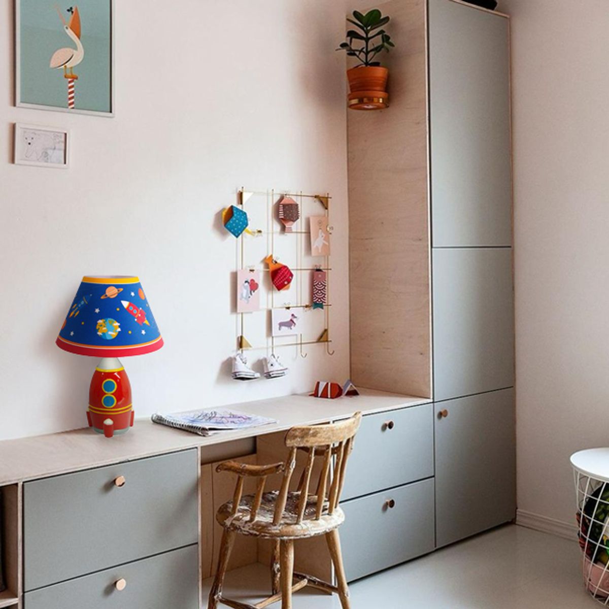 TEMPORA - Lámpara sobremesa infantil cohete rojo