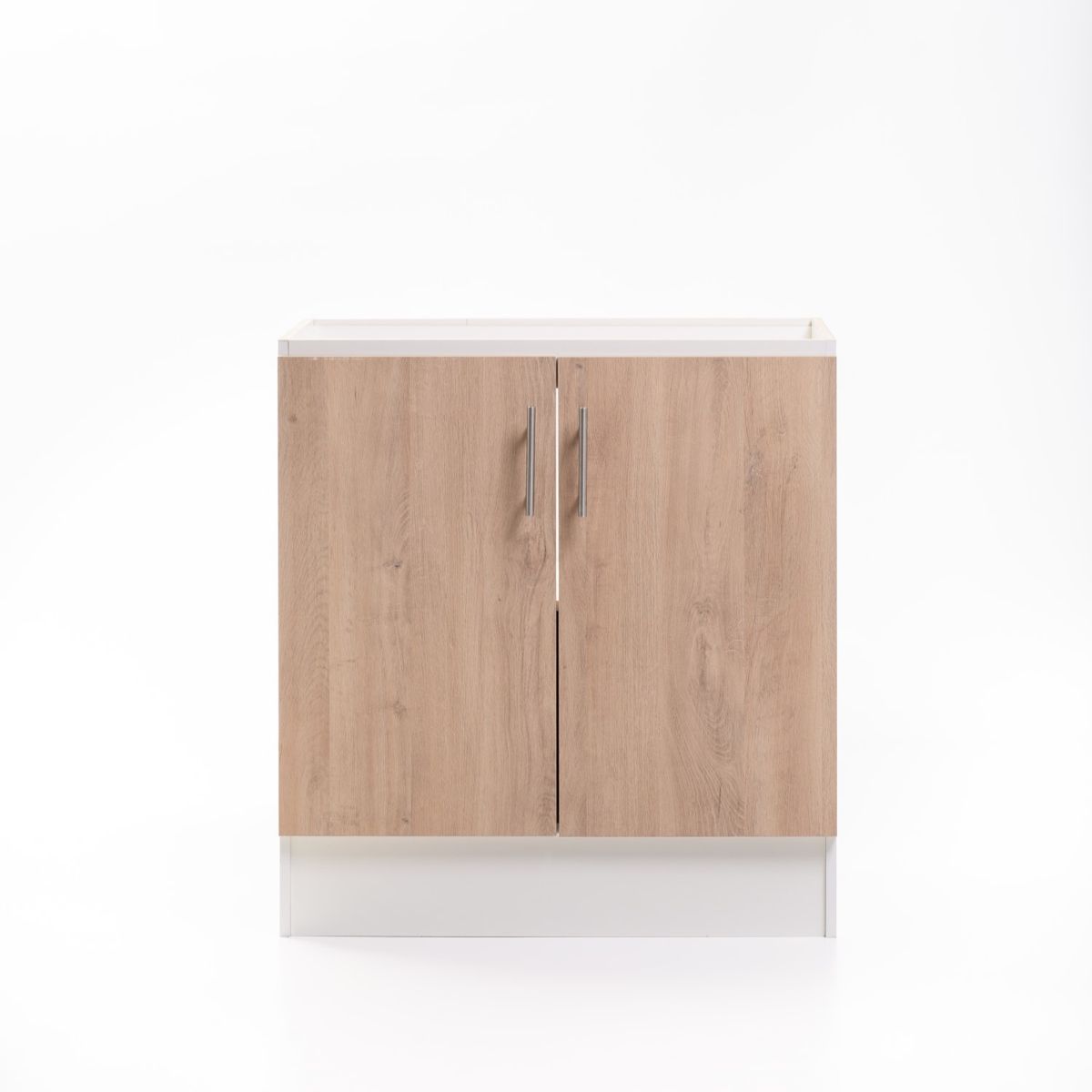 MOBELTEK - Base de Cocina de 2 Puerta 80 cm Blanco Jerez