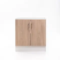 MOBELTEK - Base de Cocina de 2 Puerta 80 cm Blanco Jerez
