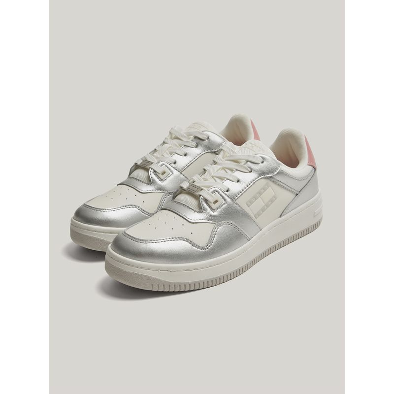 TOMMY HILFIGER - Zapatillas Retro De Cuero Gris Tommy Hilfiger