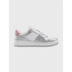 TOMMY HILFIGER - Zapatillas Retro De Cuero Gris