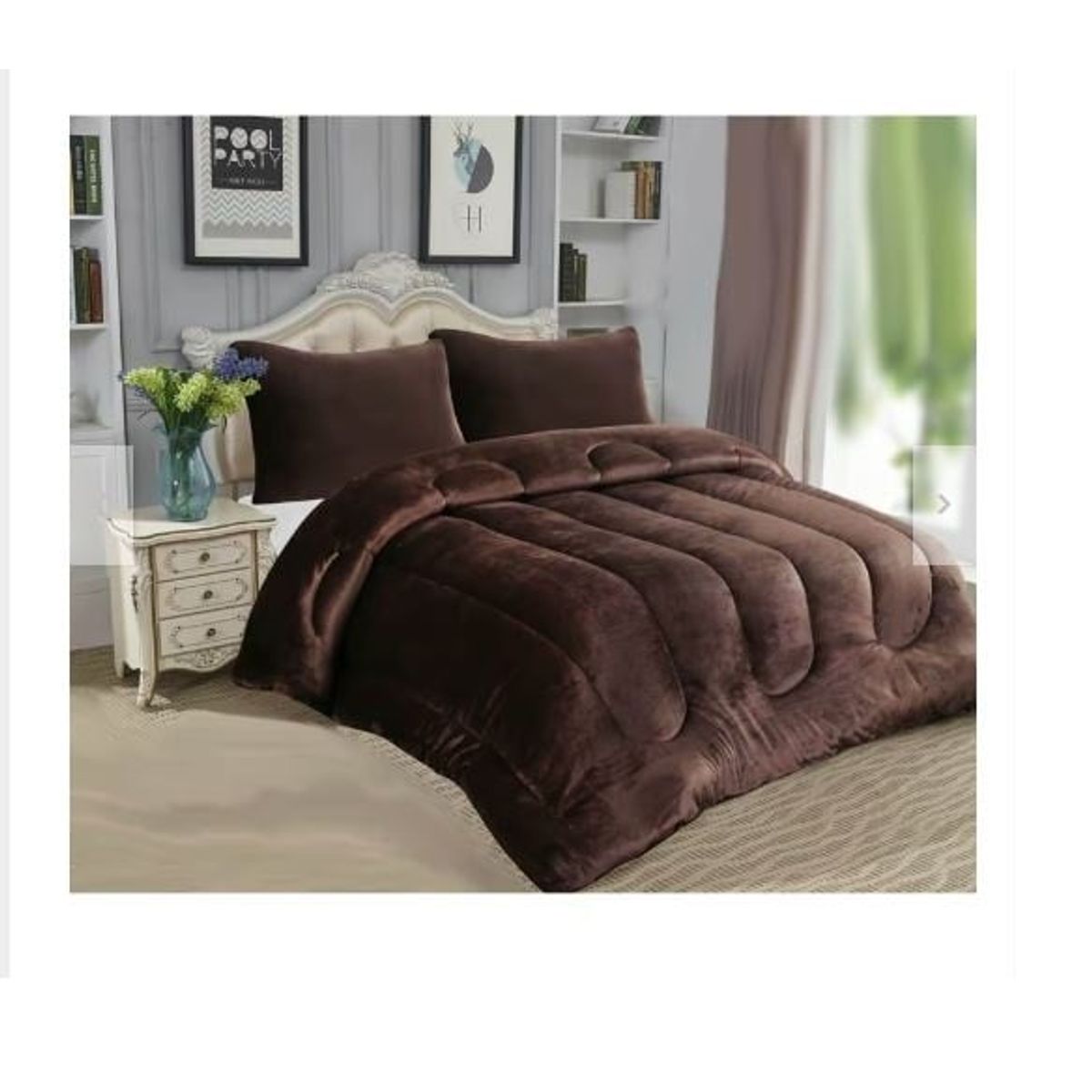 GENERICO - Cobertor de invierno Cubrecamas de Plush con Chiporro 2 Plazas cafe