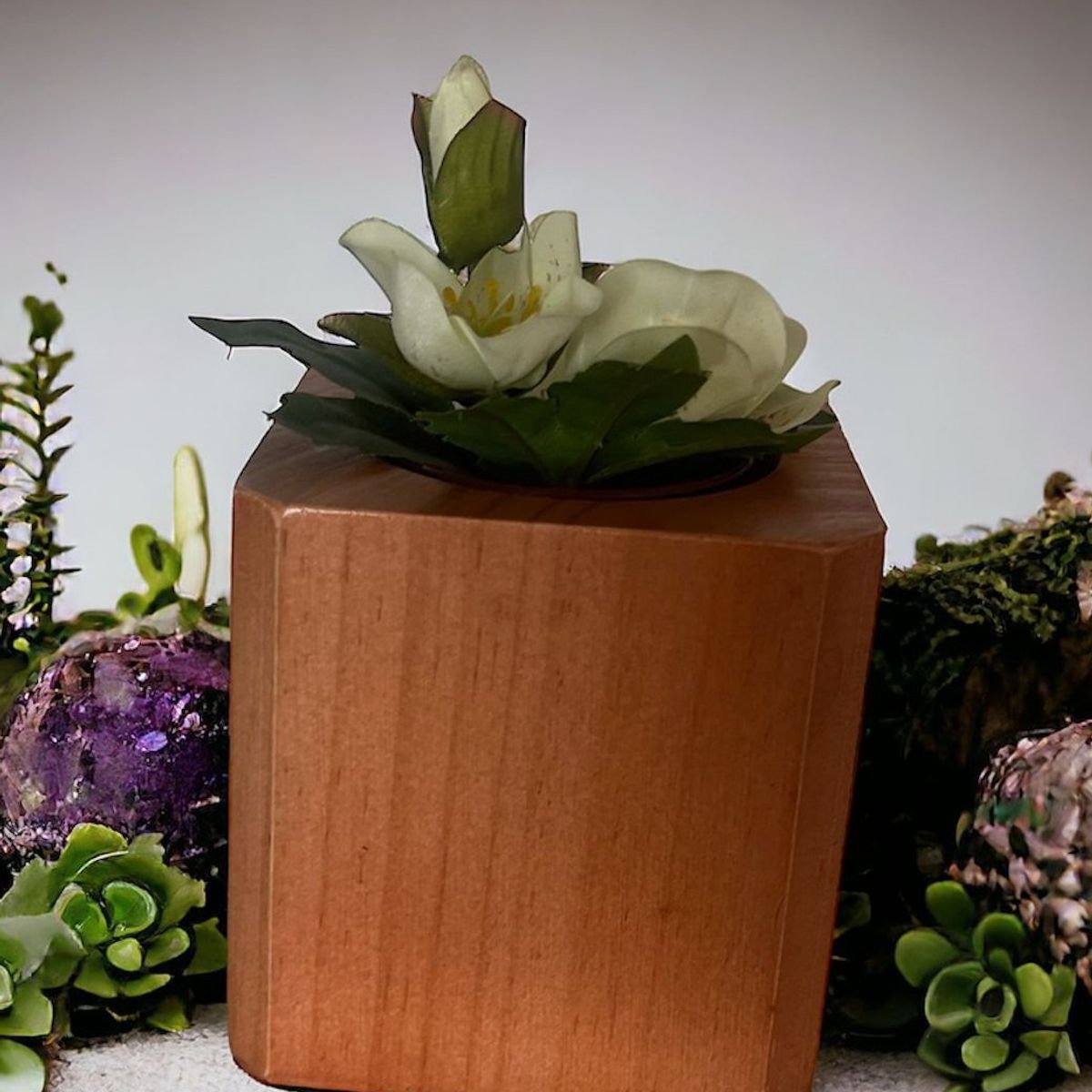 GENERICO - Macetero de madera para suculenta modelo cubo