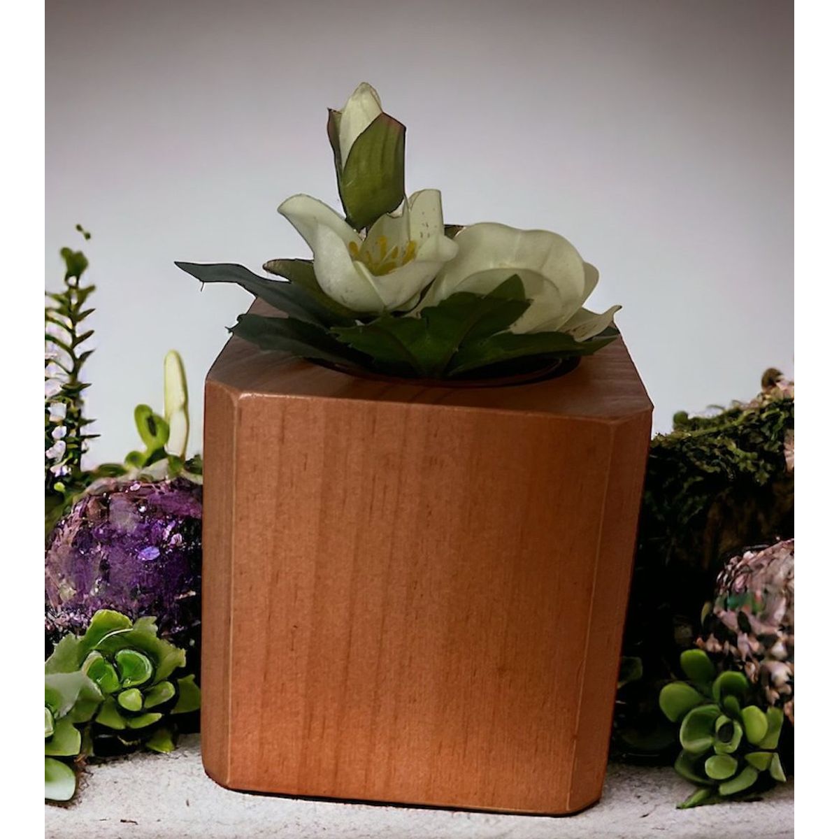 GENERICO - Macetero de madera para suculenta modelo cubo