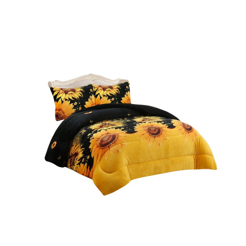 GENERICO - Cobertor Plush Con Chiporro 2 Plazas Diseño Floral Invierno