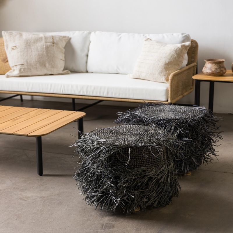 AMOBLE - Pouf Dion Flecos Negro M Amoblé.