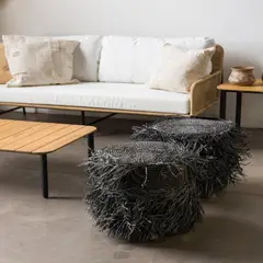AMOBLE - Pouf Dion Flecos Negro M Amoblé.