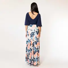 NATALIA SEGUEL - Falda Martina Damasco Hojas Azul