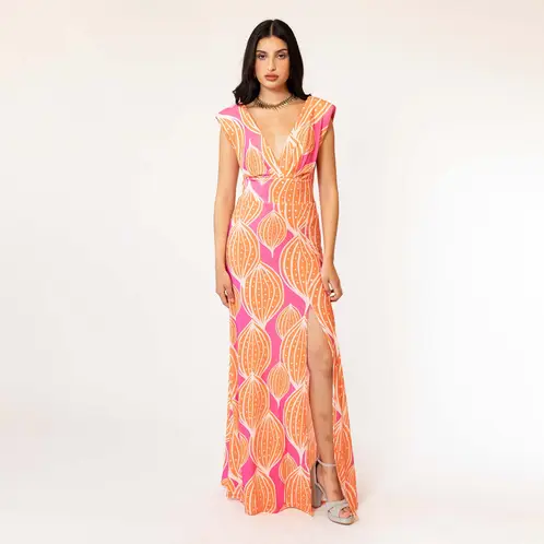 NATALIA SEGUEL - Vestido Camile Fucsia Vainas Naranjo