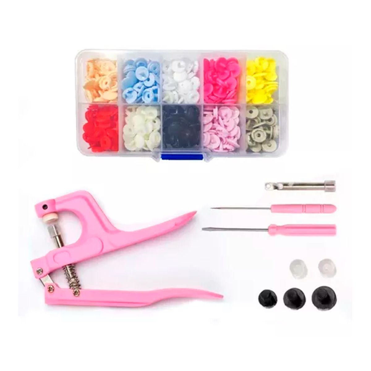 GENERICO - Pinza Remachadora Para Broches Plasticos Snap + 100 Broches