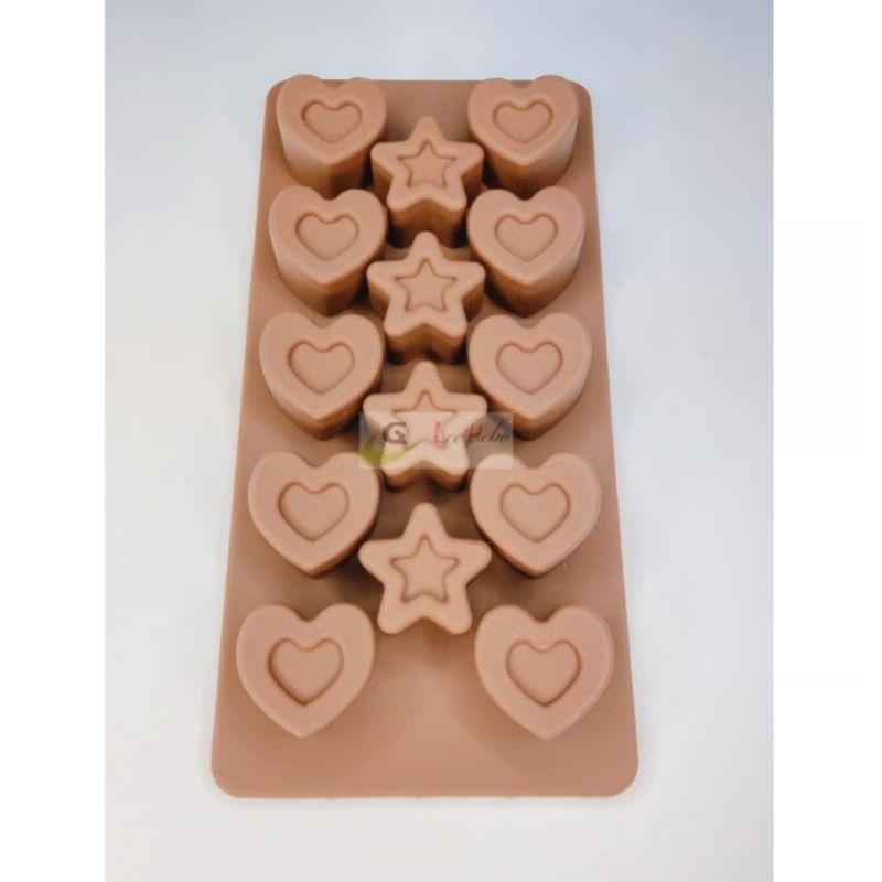 GENERICO - Molde Silicona Para Chocolate Corazones-Estrellas