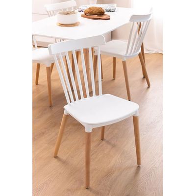 Imagen 2 del producto COMEDOR WOOD 120X80 + 4 SILLAS BLANCAS WINDSOR