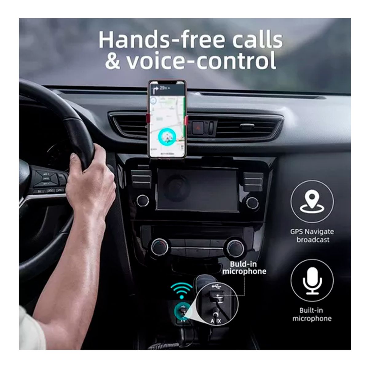 GENERICO - Receptor Bluetooth Baseus Para Auto Con Usb A Auxiliar