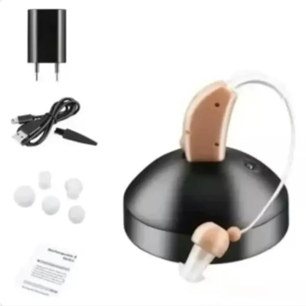 GENERICO - Audifonos Recargable Sordera Para Sordos Con Base Usb Negros