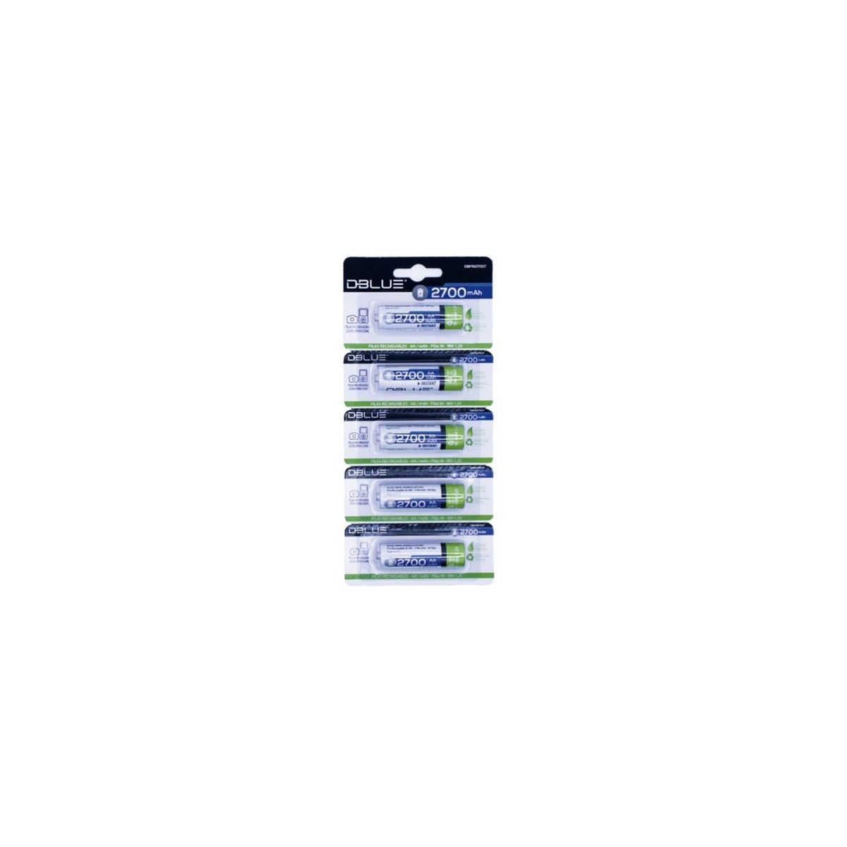 DBLUE - Pack 5 Pilas Recargables Aa 2700mha - SC