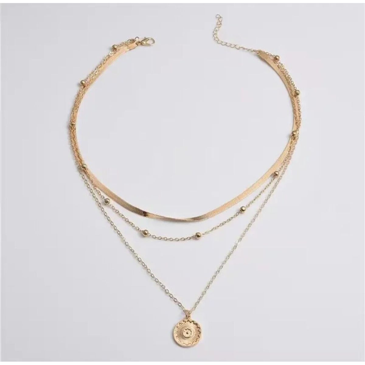 GENERICO - Collar 3 en 1 en COLOR DORADO Enchape 18k