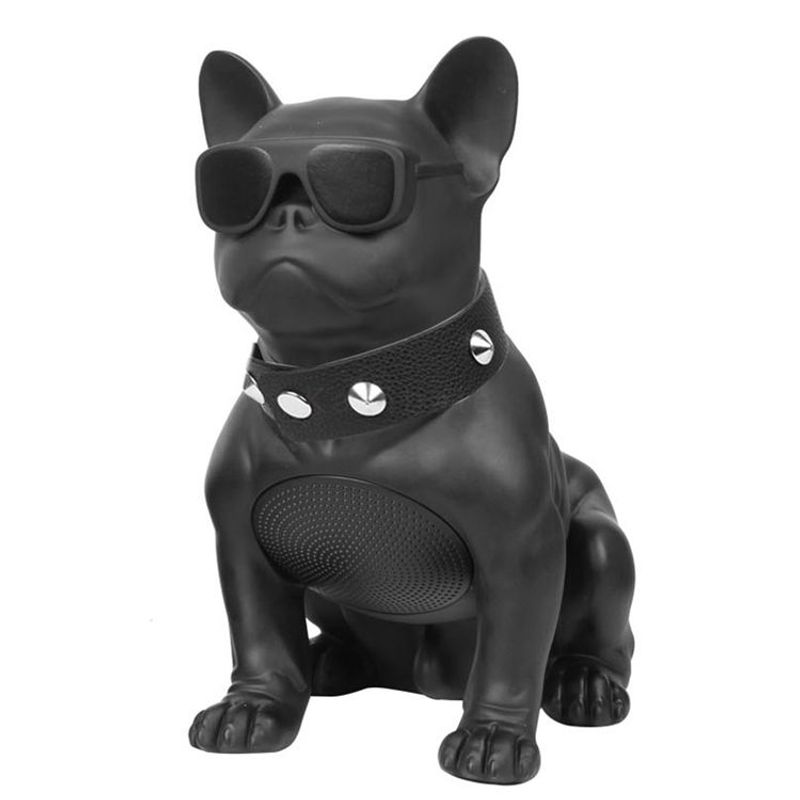 GENERICO - Parlante Portátil+micrófono Perro Bulldog Negro