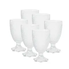 GENERICO - Set de 6 Copas de Vidrio Elegante con Relieve - 200 ml