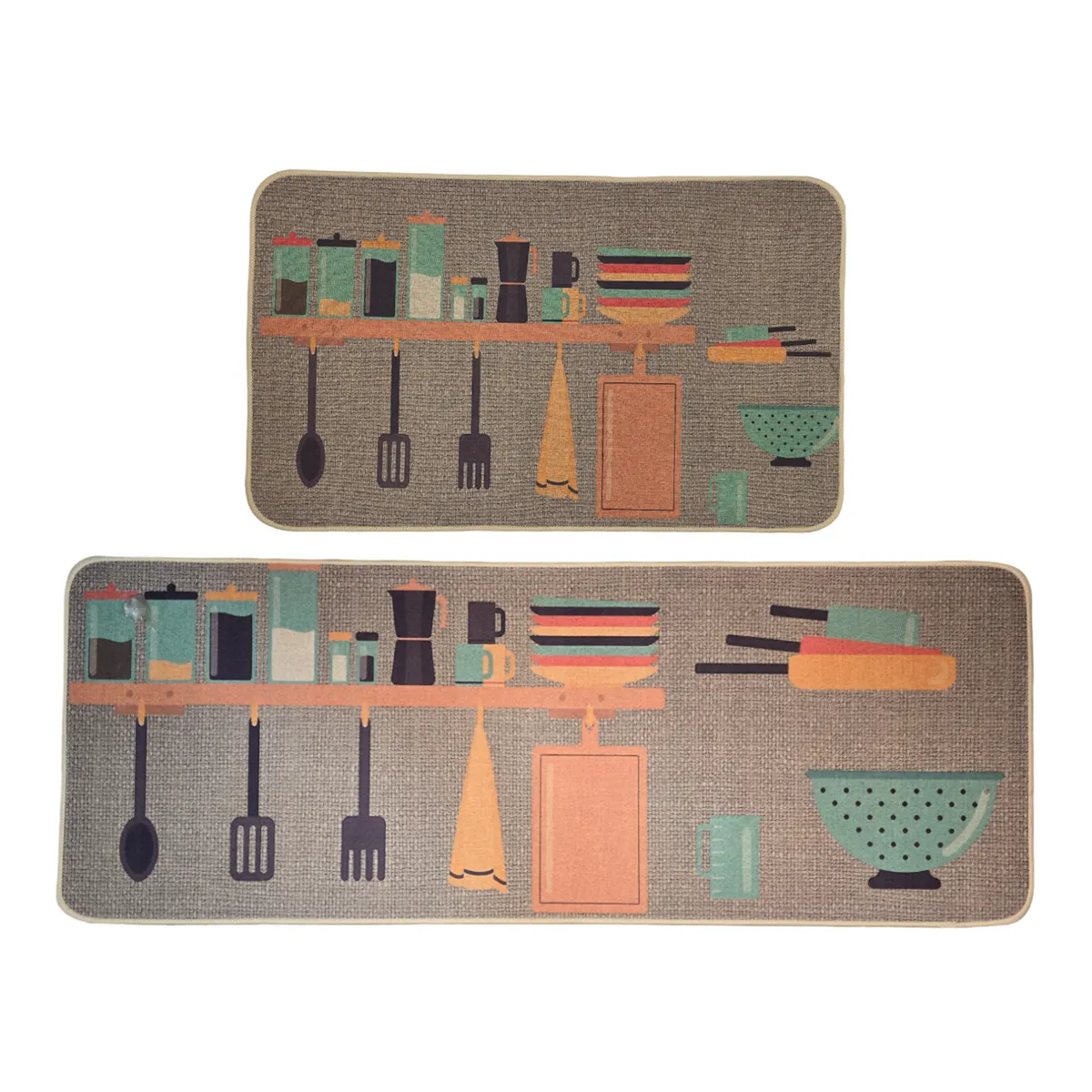 GENERICO - Set 2 Alfombras De Cocina Goma Antideslizante Diseño Cocina