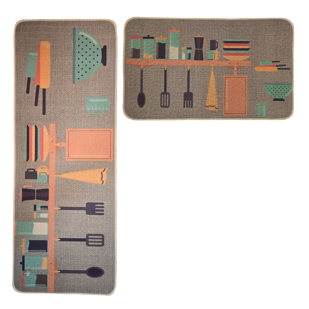 GENERICO - Set 2 Alfombras De Cocina Goma Antideslizante Diseño Cocina