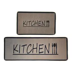 GENERICO - Set 2 Alfombras De Cocina Goma Antideslizante Diseño Kitchen