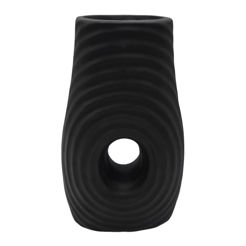GENERICO - Jarron Florero De Ceramica Fina Decorativo Moderno Negro